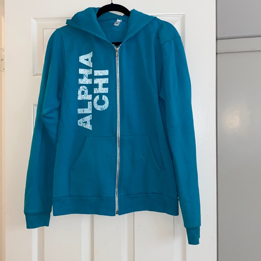 Alpha Chi Omega Zip Up Hoodie Size Medium